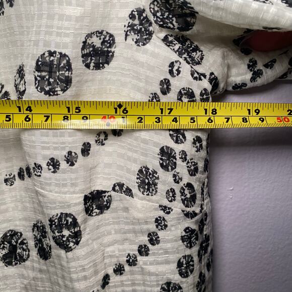 Marie Oliver Women's size XXS Harley White Black Linen Blend Puff Sleeve Blouse - Picture 9 of 11